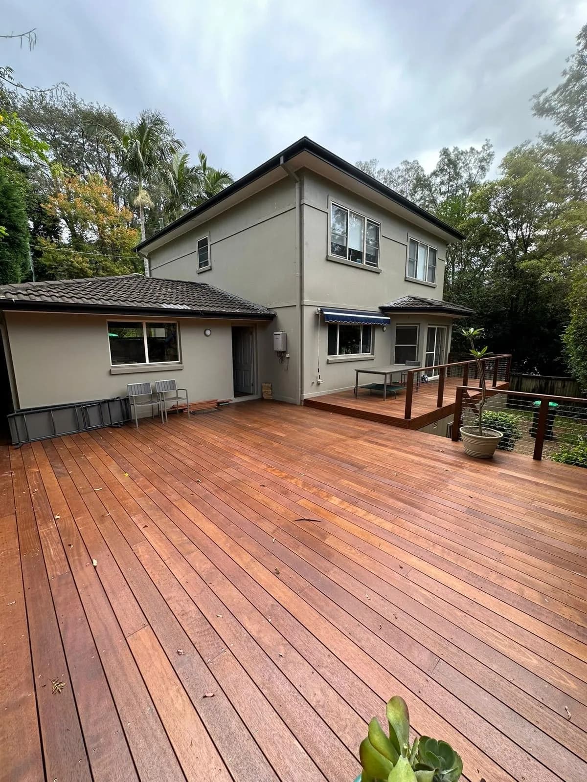Large merbau deck with house behind